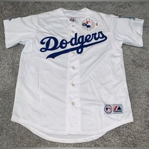 Majestic Los Angeles Dodgers White VINTAGE Jersey LARGE NEW WITH TAGS MLB